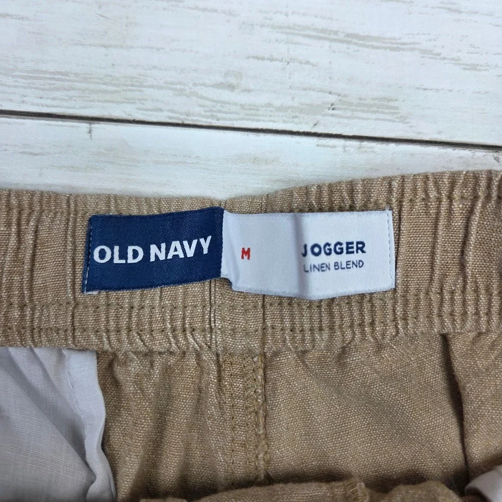 Old Navy Jogger Shorts Linen Blend Men M Maple Glazed Tan Drawstring 853507